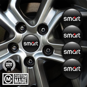 Smart Wheel Emblem 4pcs High-Quality Epoxy Gel Stickers | Smart Domed Rim Decals | Hub Cap Badges | 3M Car Wheel Center Caps- 3 Logo Models