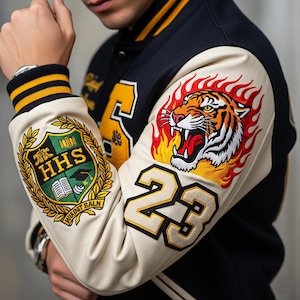 Custom Varsity Jacket – Personalized Letterman Jackets Bulk & Single | Chenille / Simple Embroidery | Team, School, Logo, Name