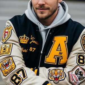 Custom Varsity Jacket – Personalized Letterman Jackets Bulk & Single | Chenille / Simple Embroidery | Team, School, Logo, Name