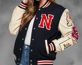 Custom Letterman Jacket, Personalized Varsity Jacket, Bomber Jacket, Customizable Jackets For Women, Best Gift for her, Freeze Moments