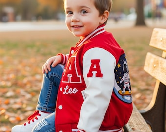 Personalised Kids & Adults Name Varsity Jacket, Customised Kids Varsity Jacket, Baseball style Jacket, Kids School Jacket, Unisex Jacket