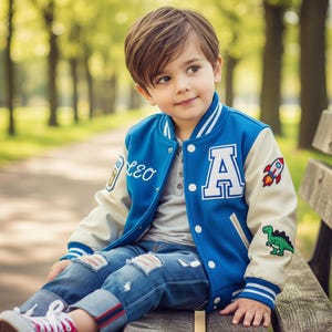Personalized Kid Name Varsity Unisex Jacket, Customized Baseball Jacket Letterman College Personalized Initials & Name Varsity Jacket