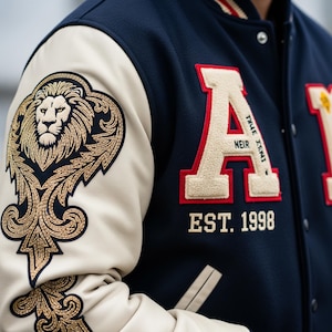 Custom Men Varsity Baseball Jacket Blend Letterman Bomber Jackets Stitched Personalized, Name, Number, Logo, Big Size, Back to School Jacket