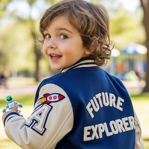 Personalised Name Children&#39;s Varsity Jacket Kids Letterman Jacket, Custom Varsity Jacket, School Jacket, Kid&#39;s Jacket, Letterman Jacket