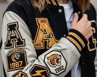 Varsity Letterman Jacket For Women Custom Line Bomber Jacket For High School Graduation And Soccer Rugby Teams