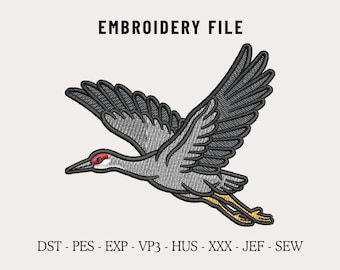 Flying Sandhill Crane Machine Embroidery Design File for Hats, Hunting Cap DST File, Custom Snapback and Dad Hat, Trucker Hat Embroidery PES