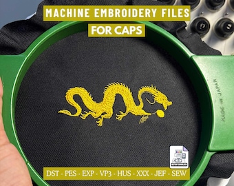 Chinese Dragon Machine Embroidery File for Hats, Eastern Mythical Creature Design