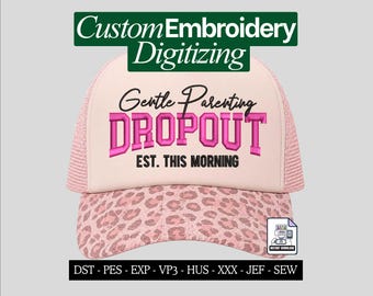 Personalized Embroidery Digitizing Service for Hats, Custom Cap Digitized PES DST Files, Trendy Hat Design Files, Custom Trucker and Dad Hat