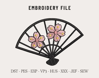 Sakura Cherry Blossom Embroidery Machine File for Hats, Minimal Japanese Floral Fan Cap Design Pes, Simple Aesthetic Embroidery, Dad Hat Dst