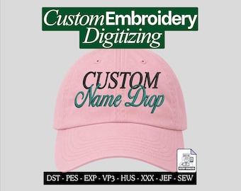 Custom Embroidery Digitizing Service Namedrops for Hats, Trucker and Dad Hat PES Files – Made To Order