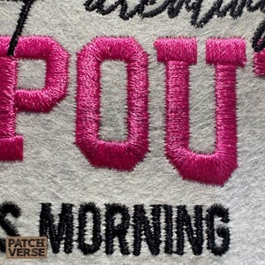 Gentle Parenting Dropout flat embroidery machine design featuring bold varsity lettering with script overlay stitched on a hat hoop setup. Funny mom life cap embroidery file perfect for dad hats, snapbacks and trucker hats. Digital embroidery design available in PES DST EXP VP3 HUS JEF XXX SEW formats for clean professional hat embroidery production..