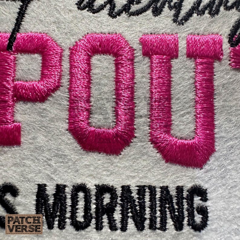 Gentle Parenting Dropout flat embroidery machine design featuring bold varsity lettering with script overlay stitched on a hat hoop setup. Funny mom life cap embroidery file perfect for dad hats, snapbacks and trucker hats. Digital embroidery design available in PES DST EXP VP3 HUS JEF XXX SEW formats for clean professional hat embroidery production..