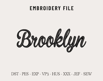 Brooklyn Script Font Flat Embroidery File for Hats, NYC Embroidered Cap, Custom Dad & Trucker Hat,Personalized Embroidery Digitizing PES DST