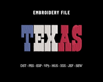 Texas State Embroidery Machine Design File for Hats, Trendy Embroidery Design, Texas Embroidery, Custom Baseball, Dad Hat and Snapback PES