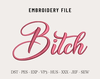 Bitch Script Font Embroidery Machine Design File for Hats, Hat Embroidery Files, Sassy Girl Embroidered Cap,Custom Embroidery Digitizing PES
