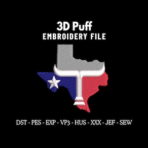 Texas 3D Puff Embroidery Machine Design File for Caps, Trendy Embroidery, Custom Embroidery Digitizing Services, Dad Hat & Snapback PES