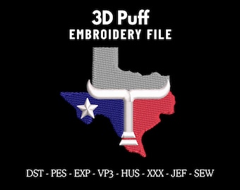 Texas 3D Puff Embroidery Machine Design File for Caps, Trendy Embroidery, Custom Embroidery Digitizing Services, Dad Hat & Snapback PES