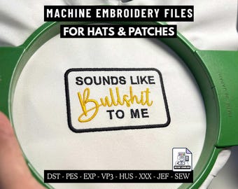 Funny Bullsht Machine Embroidery File for Hats and Patches Digital Download PES DST