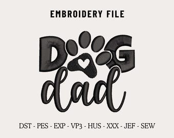 Dad Dog Embroidery Machine Design File for Hats, Dog Dad Paw Hat, Pet Lover Embroidery, Custom Dad Hat Trucker DST PES,Embroidery Digitizing