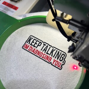 Keep Talking Embroidery Patch Machine Design File for Caps, Trendy Embroidery, Funny Embroidered Patch Custom Dad & Trucker Hat PES DST

embroidery digitizing service, personalized embroidery designing services, embroidery machine designs, custom patches, personalized embroidered patches