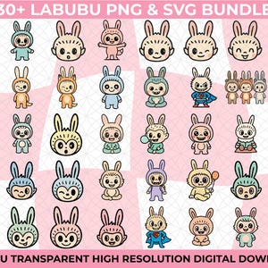 Labubu PNG & SVG Bundle | Cute Labubu Designs for Cricut, Silhouette And Sublimation | Digital Download for T-Shirts, Stickers, Party Theme