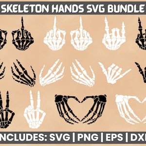 Paquete SVG y PNG de mano de esqueleto: diseño de dedo medio espeluznante, manos de roca de Halloween, archivos Cricut, gráficos de sublimación para camisetas