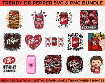 Dr Pepper SVG PNG Bundle – 20+ Can & Logo Shirt Designs for Cricut Silhouette