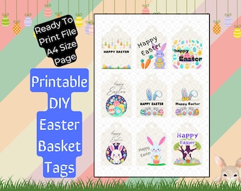 Customizable Easter Basket Name Tags: Printable PDF for Egg Hunts, Gifts & Party Favors