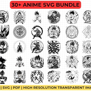 Paquete SVG de anime: más de 30 siluetas japonesas PNG para Cricut Silhouette
