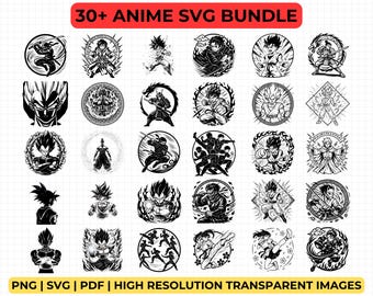 Paquete SVG de anime: más de 30 siluetas japonesas PNG para Cricut Silhouette