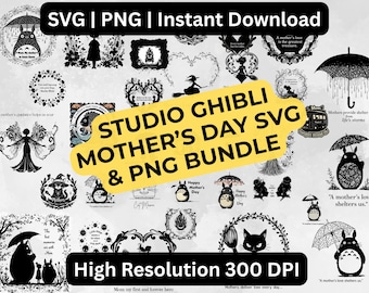 Studio Ghibli Mother's Day SVG Bundle | Anime Forest Spirit Designs (Digital Download)