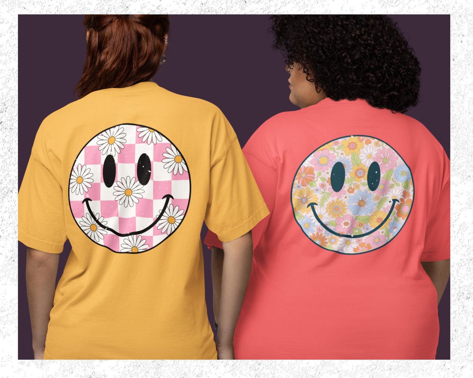 Retro Smiley Face SVG Bundle – 20 Distressed Groovy Checkered Daisy PNG ...