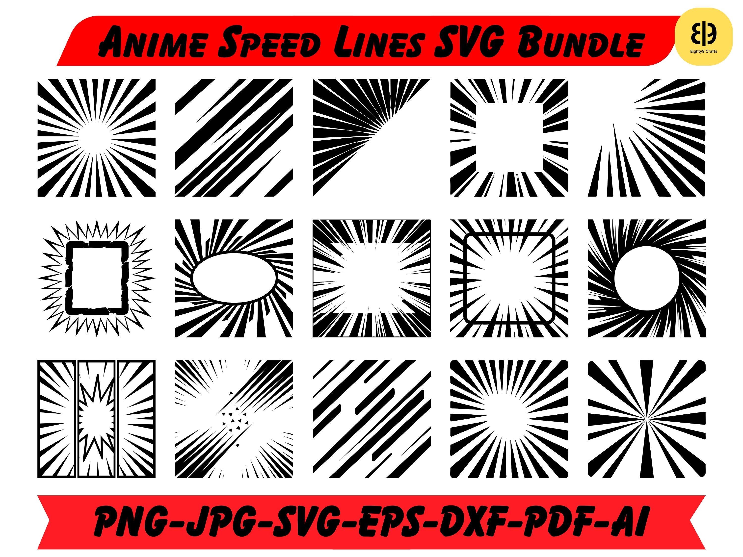 Anime Speed Lines SVG Bundle – Manga Action Backgrounds, Motion ...