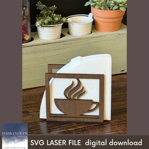 Coffee Filter Holder SVG File for Laser Cutting, Pour Over Coffee Filters Holder, Coffee Cup Design Napkin Holder, Napkins Holder