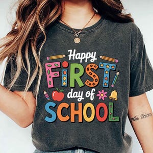 Teacher PNG, Happy First Day Of School Shirt Png, Back to School Png, Teacher Appreciation Png, Sublimation Design, Digital Download, DTF