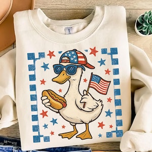 Patriotic Goose Png, Funny 4th of July USA Shirt Png, Memorial Day Goose Gift Png, Red White Blue Sublimation Designs, Digital Download, DTF