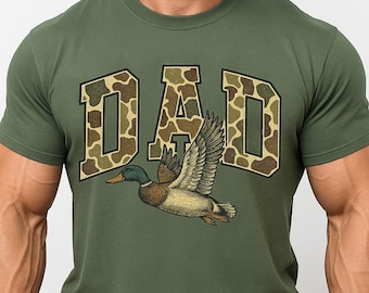 Camo Dad Checkered PNG, Father's Day Shirt Png, Mallard Duck Hunting Png, Camo Flying Duck Png, Sublimation Designs, Digital Download, Dtf