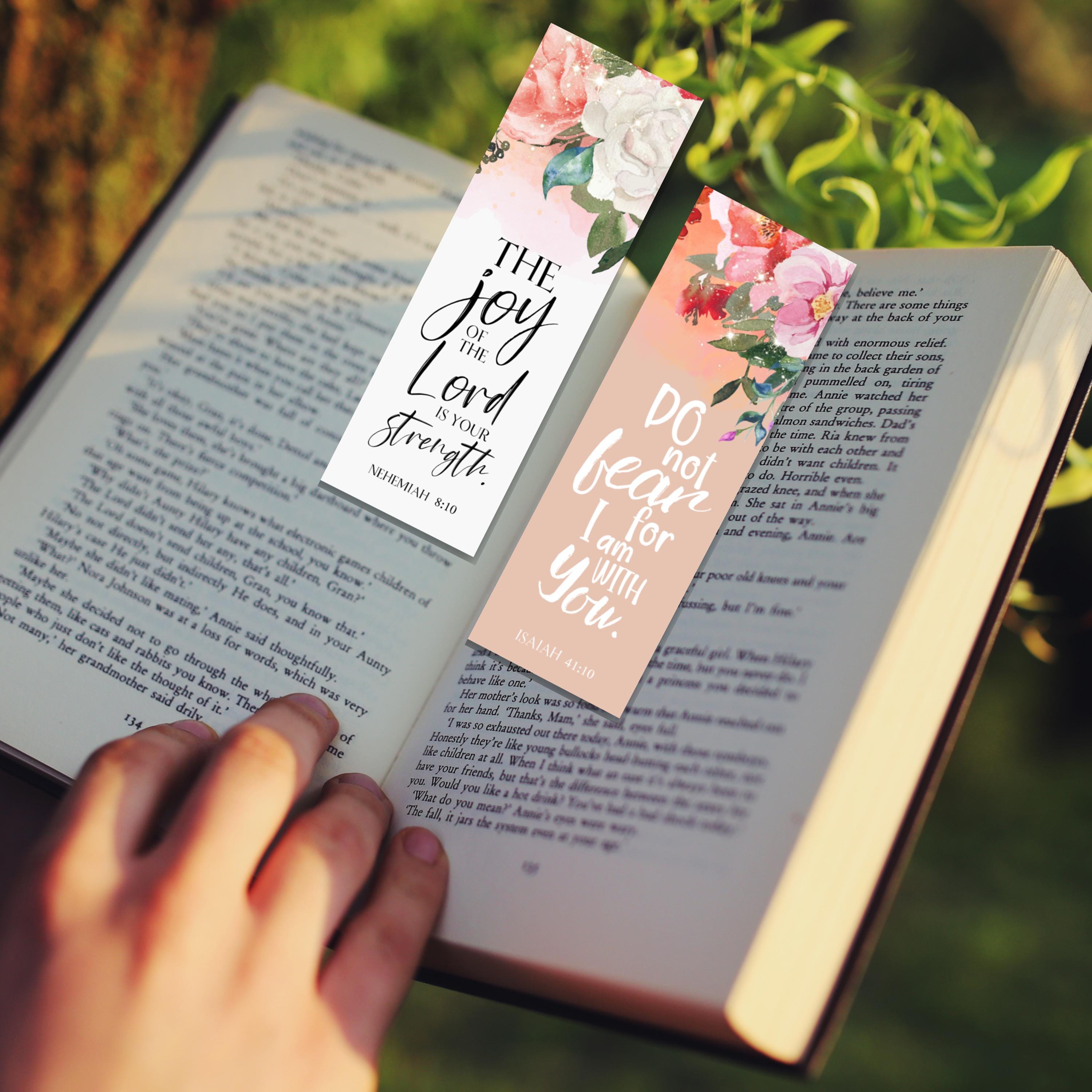 Scripture Embeded Bookmarks 20 Bible Verse Bookmark Bundle, Printable Floral Bible Bookmark ...