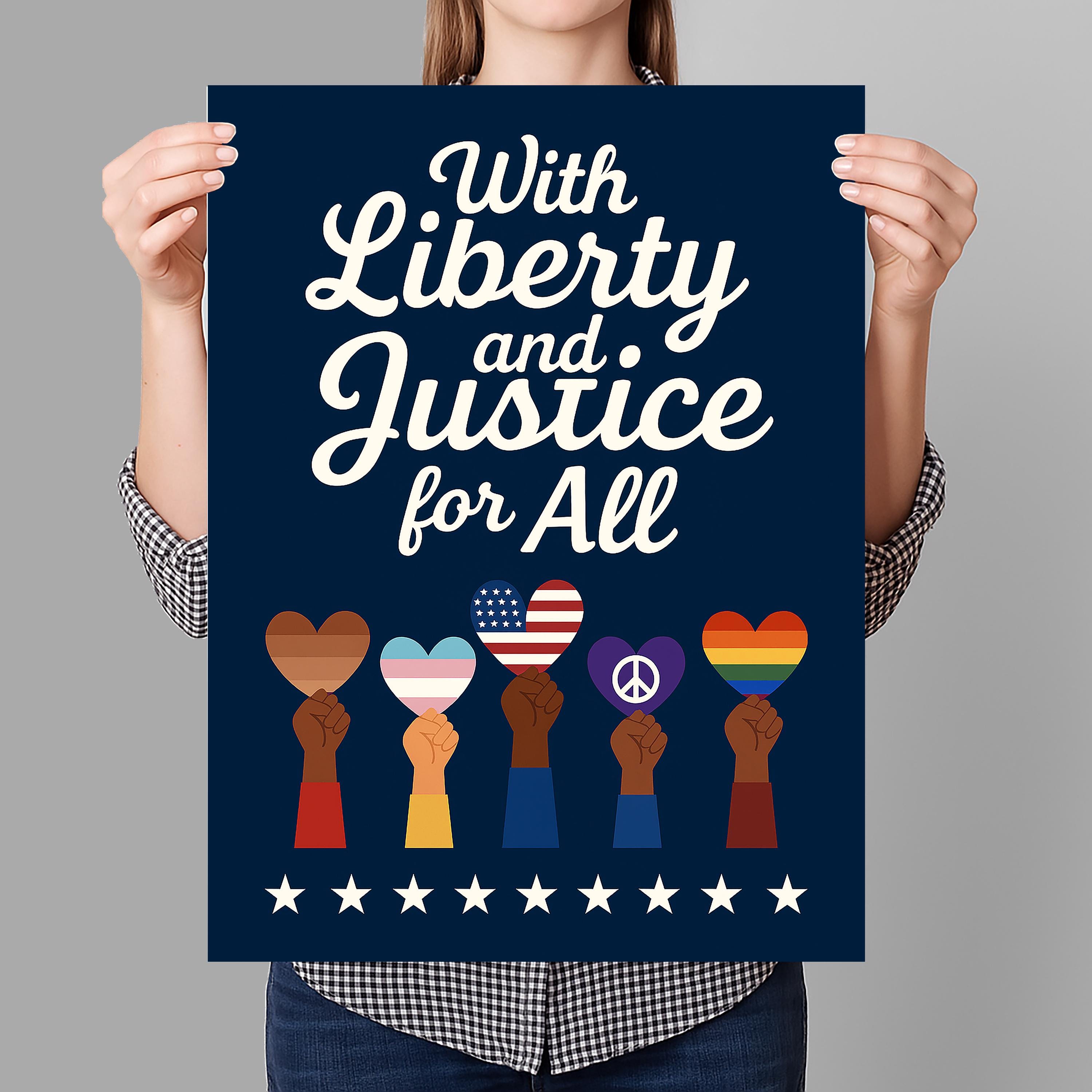With Liberty And Justice For All Resist Protest Sign PRINTABLE, Anti-Trump Poster For March, Digital Download, Political Activist Rally Sign