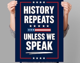 History Repeats Resist Fascism Protest Sign PRINTABLE, Anti-Trump Poster For March, No King Political Activist Rally Sign, Digital Download