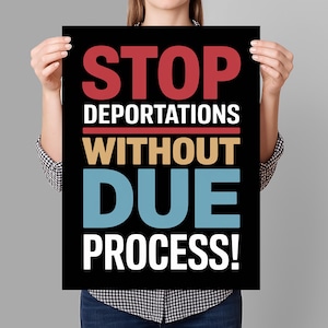Stop Deportations Without Due Process Protest Sign PRINTABLE, Anti-Trump Poster For March, Digital Download, Political Activist Rally Sign
