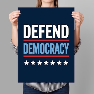 Defend Democracy Resist Protest Sign PRINTABLE, Anti-Trump Protest Poster Sign For March, Digital Download, Political Activist Rally Sign