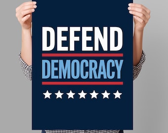 Defend Democracy Resist Protest Sign PRINTABLE, Anti-Trump Protest Poster Sign For March, Digital Download, Political Activist Rally Sign