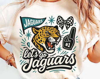 Mascot PNG, Jaguars Doodle Shirt Design - Teal/Black, Mascot School, College, Football Season PNG, Game Day Sublimation, Digital Download