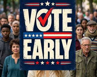 No Kings Vote Early Protest Sign PRINTABLE, Vote Democracy, Anti Trump Poster For March, Digital Download, Political Activist Rally Sign