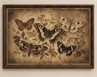 Dark Moody Entomology Wall Art | Moth Butterfly Art Print | Vintage Moth Insect Print | Butterflies Moths Decor | Printable | #MJ1553