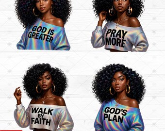 22 Black Girl of Faith PNG Bundle, Afro Girl Shirt PNG, Black Woman Images Png, Black Afro Queen Sublimation Designs, Digital Download, DTF
