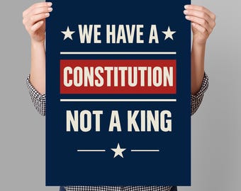 Letrero de protesta "No Kings in America Resist" IMPRIMIBLE, Cartel de protesta anti-Trump para marzo, Descarga digital, Letrero de manifestación de activistas políticos