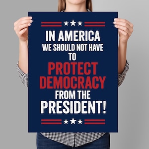 Protect Democracy Resist Protest Sign PRINTABLE, Anti-Trump Protest Poster Sign For March, Digital Download, Political Activist Rally Sign