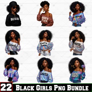 22 Black Girl of Faith PNG Bundle, Afro Girl Shirt PNG, Black Woman Images Png, Black Afro Queen Sublimation Designs, Digital Download, DTF